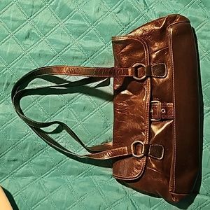 Dark Brown Satchel w Silver Buckle